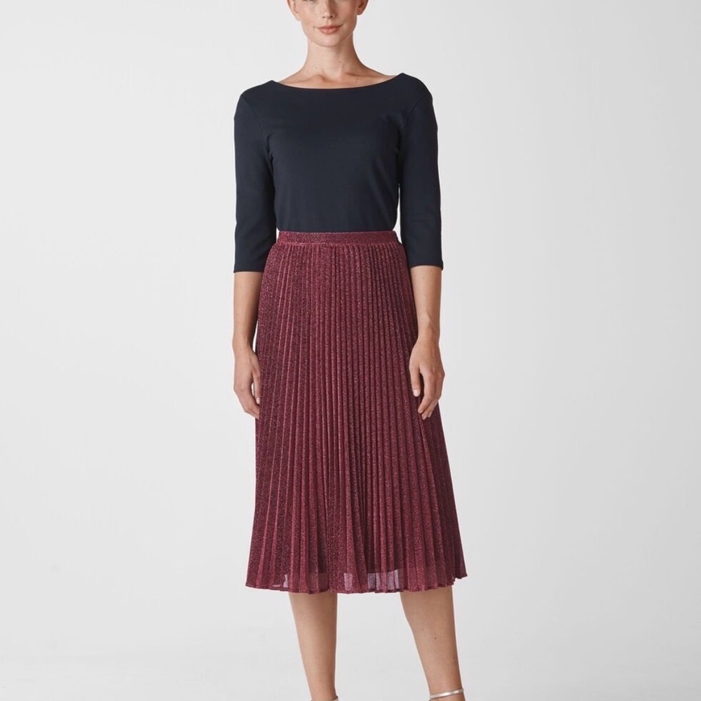 Chelsea28 Burgundy Pleated Skirt